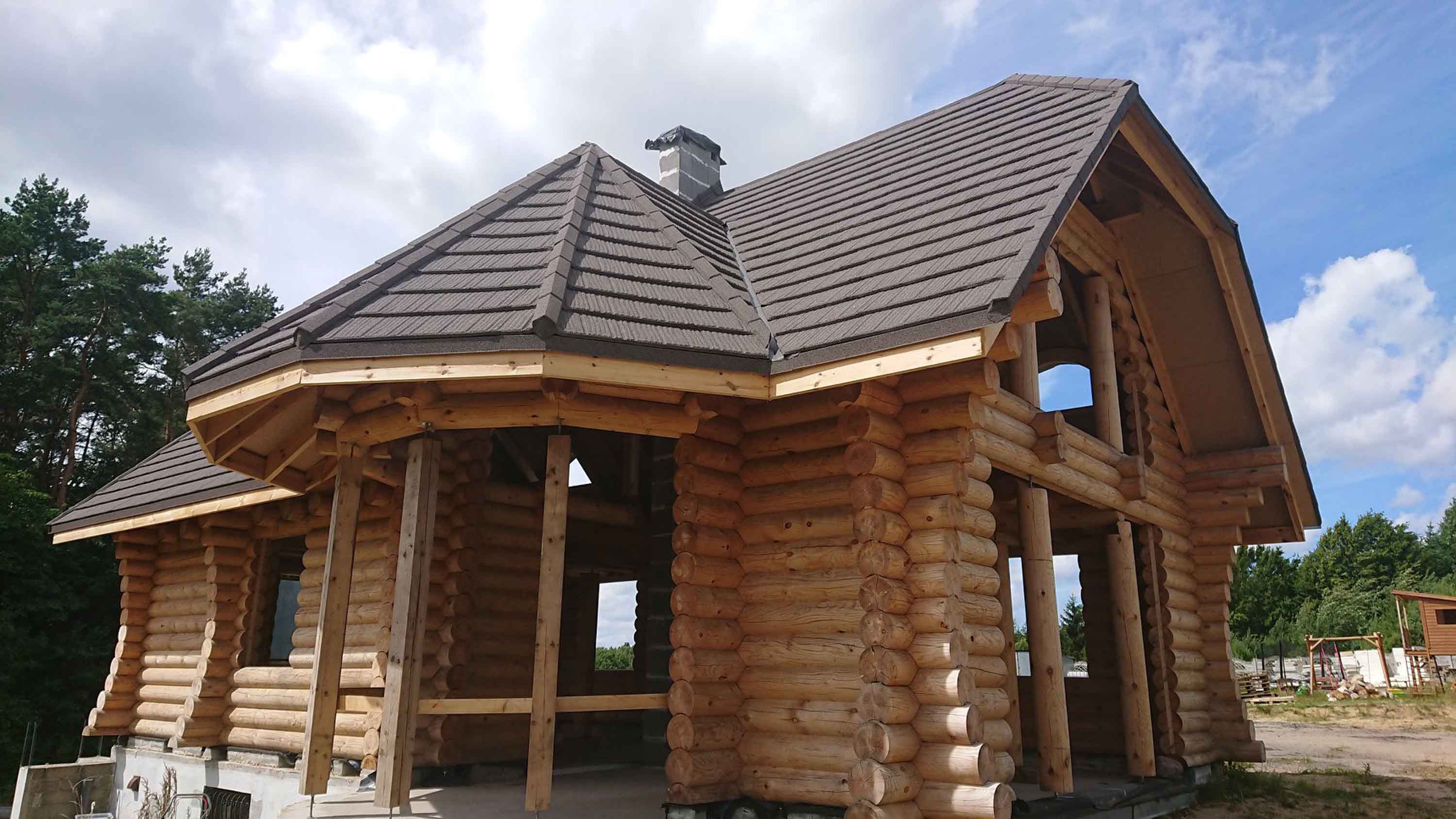 Shake, Charcoal, New Roof on Log Cabin